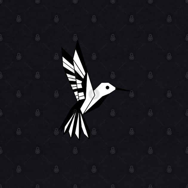 Geometric hummingbird in black and white by NewBranchStudio